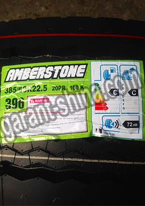 Amberstone 396 (прицепная) 385/65 R22.5 160K 20PR - Фото этикетки